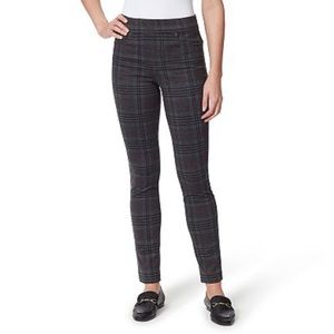 Women's Gloria Vanderbilt Avery Pull On Grey Crosshatch Plaid Ponte Pants
